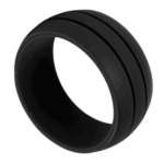 Kraft - Silikonring für Herren - Schwarz mit Doppelrille