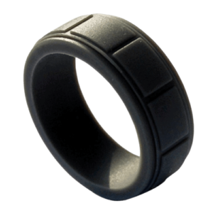 Herren Silikonring schwarzes Ziegelmuster Profil am Finger 8mm