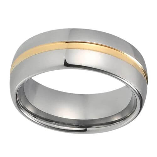 Gold-Silber-Ring für mich aus Wolfram, 8 mm, modernes Design im traditionellen Stil
