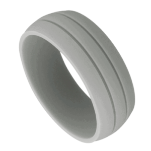 Hellgrauer Silikonring mit Doppelrille für Herren, Revive 8 mm, Herrenarmband, alle Größen