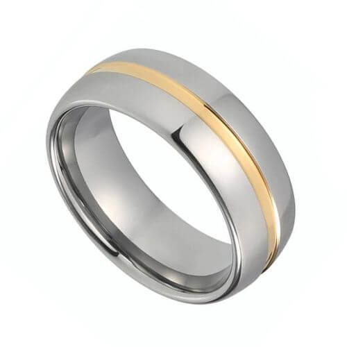 Herren Silberring mit Goldband für Hochzeitstag oder Verlobung in allen Größen 8mm Wolfram