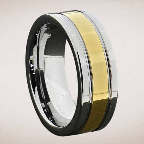 Wolframring für Herren in Silber und Gold