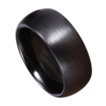 Leopard - Keramikring für Herren - Gebürsteter schwarzer Männerring 4 mm, 6 mm oder 8 mm