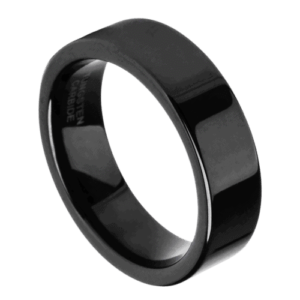 Schwarzer Herrenring, Hochzeitstag, Verlobungsring aus Wolfram, 8 mm, flache Oberfläche, alle Größen