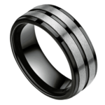 Triumph - Titanring für Herren - Schwarzer und silberner Herrenring 8 mm