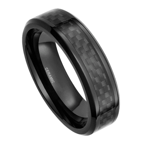 Enigma – Men’s Ceramic Ring – Carbon Fibre Inlay 6mm