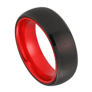 schwarzer Herrenring mit roter Wolfram-Innenseite, 8 mm, Verlobungsring zum Hochzeitstag, in allen Größen