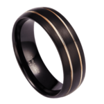 Devotis - Wolframring für Herren - Mattschwarz und Gold 8mm