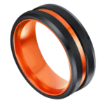 Aptiva - Wolframring für Herren - Schwarz und Orange, 8 mm