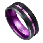 Roxo - Wolframring für Herren - Schwarzer und violetter Herrenring 8 mm