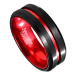 Entzücken - Wolframring für Herren - Schwarzer und roter Herrenring 6 mm oder 8 mm
