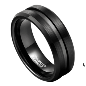 schwarzer Herrenring mit Mittelrille 6mm 8mm Wolfram Hochzeitstag Verlobungsring in allen Größen