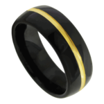 Edel - Wolframring für Herren - Schwarz-Gold-Herrenring 8 mm