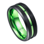 Kleeblatt - Wolframring für Herren - Schwarz-Grüner Ring für Ihn 8mm