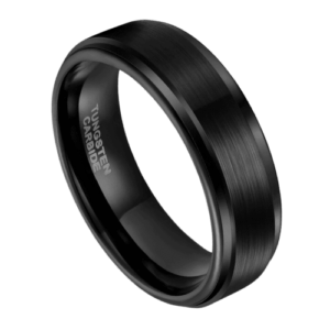 Schwarzer Wolframring für Herren in 6 mm oder 8 mm. Perfekter Ring für Hochzeit, Jahrestag oder Verlobung in allen Größen, gebürstet