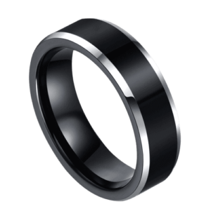 Schwarzer Herrenring mit silbernen Kanten, Titan, 6 mm, 8 mm, für Hochzeit, Jahrestag, Verlobung, Ring in allen Größen