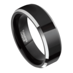 Entschlossenheit - Wolframring für Herren - Schwarzer und silberner Herrenring 6 mm oder 8 mm