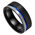 Überragend - Wolframring für Herren - Schwarz, Blau, Silber, 8 mm