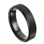 Stärke - Wolframring für Herren - Schwarzer Ehe-/Verlobungsring für Herren 6 mm oder 8 mm