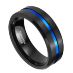 Visionär - Wolframring für Herren - Schwarz mit Blau, Ehe-/Verlobungsring, für Herren 8 mm