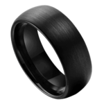 Jet - Herren Wolframring - Gebürsteter schwarzer Ehe-/Verlobungsring 6mm oder 8mm