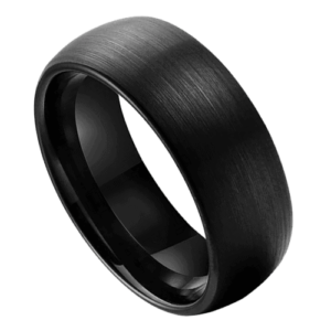 schwarzer Ehering für Herren oder Verlobungsring zum Jahrestag. Gebürstetes Wolfram, 6 mm, 8 mm, in allen Größen