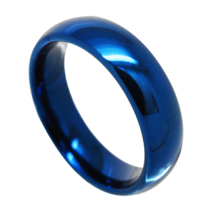 blauer Herrenring aus poliertem Wolfram, 8 mm, Hochzeitstag, Verlobungsring in allen Größen