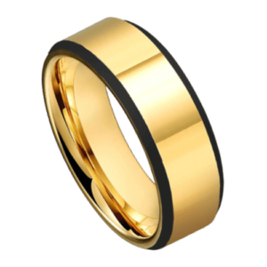 Herren-Goldring für Hochzeitstag oder Verlobung. Schwarze Seiten für modernen Stil 8 mm
