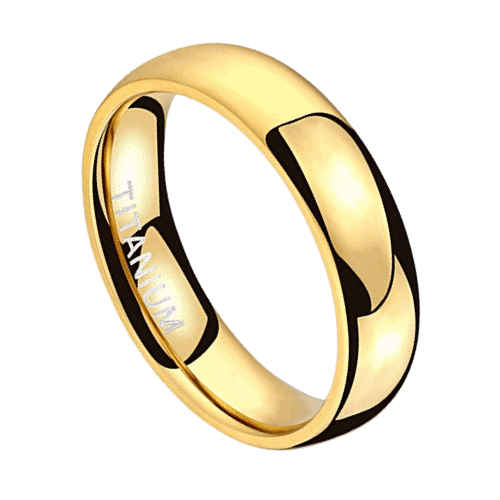goldener Herrenring Hochzeitstag Verlobungsring dünnes Titanband in allen Größen modern traditionell
