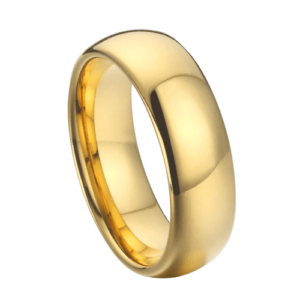 Goldener Ehering für Herren zum Jahrestag und zur Verlobung. Polierter Wolframring, 6 mm, 8 mm, traditioneller moderner Ring in allen Größen