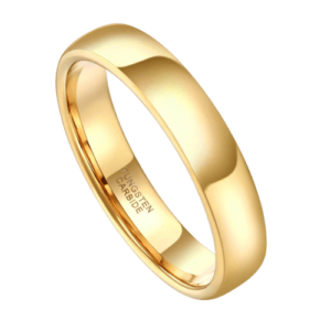 Goldener Herren-Ehering aus Wolfram, dünn 4 mm. Auch zum Jahrestag oder zur Verlobung.
