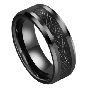schwarzer Meteorit Herrenring Hochzeitstag Verlobungsring in allen Größen 6mm 8mm Wolfram