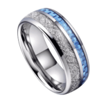 Trailblazer - Wolframring für Herren - Herrenring aus künstlichem Meteoriten und blauer Kohlefaser, 8 mm