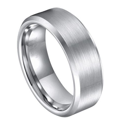 Lucid Brushed silver mens ring with polished sides
