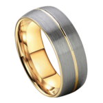 Zusammen - Wolframring für Herren - Ehering, Verlobungsring aus Silber und Gold für Herren, 8 mm