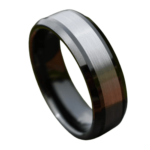 Swiftis - Wolframring für Herren - Silberner und schwarzer Ehe-/Verlobungsring für Herren, 8 mm