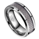 Labyrinth - Wolframring für Herren - Silber mit Karbonfaser-Inlay, 8 mm