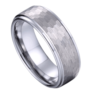 Silberner Herrenring gehämmert Design 8mm Wolfram Hochzeit Jahrestag Verlobungsring in allen Größen
