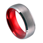 Flamix - Wolframring für Herren - Silberner und roter Herrenring 8 mm