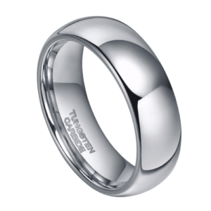 silberner Ehering für Herren oder Verlobungsring zum Jahrestag, polierter 6-mm-8-mm-Wolframring in allen Größen, modernes traditionelles Design