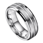 Grat - Wolframring für Herren - Silberner Ehe- oder Verlobungsring für Herren, 8 mm