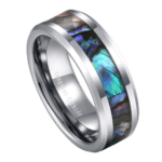 Der Schild - Wolframring für Herren - Abalone-Muschel Herrenring 6 mm oder 8 mm