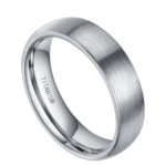 Tranquil - Herrenring aus Titan - Ehering, Verlobungsring aus gebürstetem Silber für Herren, 6 mm oder 8 mm