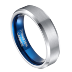 Suave - Wolframring für Herren - Silber- und Blau, 6 mm oder 8 mm