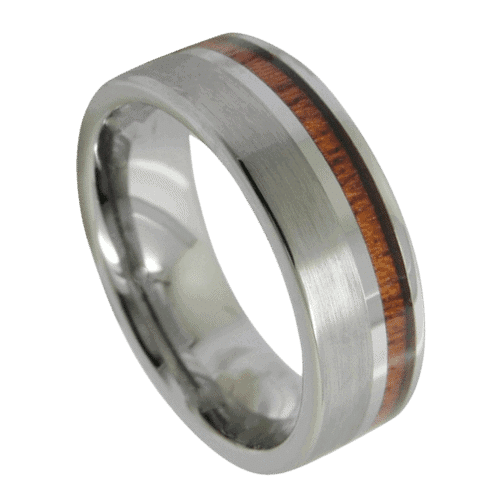 Herren-Silberring mit Holzeinlage, 8 mm Wolframband für Hochzeitstag, Verlobungsring in allen Größen