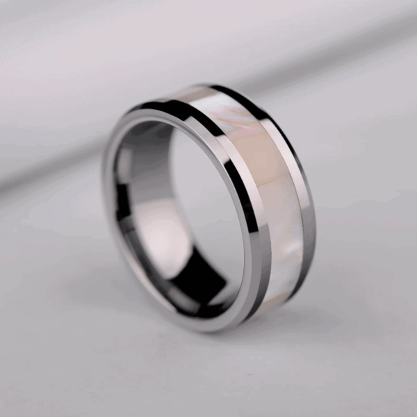 Silber Perlmutt Ring Mitte Intuitive Wolfram 8mm