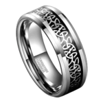 Mojo - Wolframring für Herren - Silberner Herrenring mit schwarzer Kohlefasereinlage, 8 mm