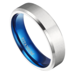 Primo - Titanring für Herren - Silber- und Blau, für Männer, 6 mm