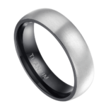 Scoutix - Titanring für Herren - Silberner und schwarzer Ehe-/Verlobungsring für Herren, 6 mm oder 8 mm