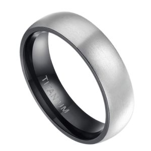 Silberner Ehering oder Verlobungsring zum Jahrestag, außen gebürstet, innen schwarz, 6 mm, 8 mm, Titan in allen Größen